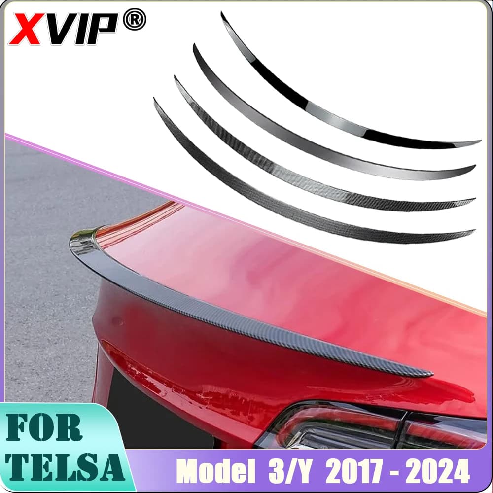 Alerón XVIP de fibra de Cochebono Real para Tesla ModeY 2021-24 Model3 2017-23 Highland 2024, alerón de maletero, accesorios originales para alerón de coche