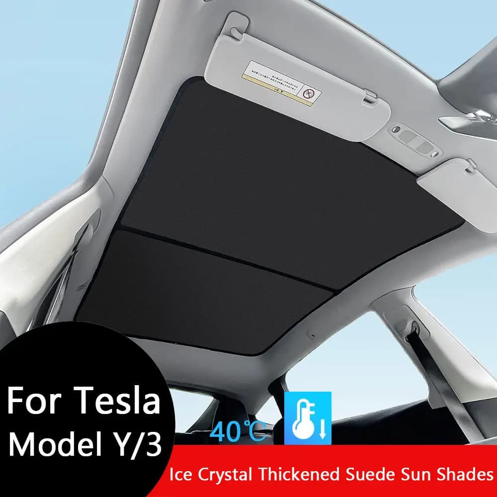 Parasoles para Tesla Model 3 Sunroof Highland 2026 y Model Y 2020-26, de tela helada con hebilla, para ventanas delanteras y traseras, accesorio para techo solar.
