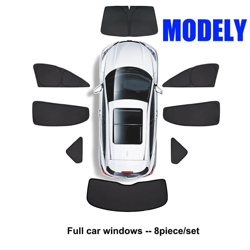 Parasol para Ventana Lateral de Coche para Tesla Model Y Juniper 2025 2024, Protector de Privacidad para Parabrisas Delantero y Trasero, Visera Solar, Cubierta para Acampar