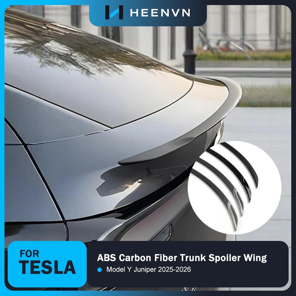 Heenvn Alerón de Fibra de Cochebono ABS para Tesla Model Y Juniper 2025 2026, Alerón Trasero para Maletero, Modificación Original para el Exterior del Coche