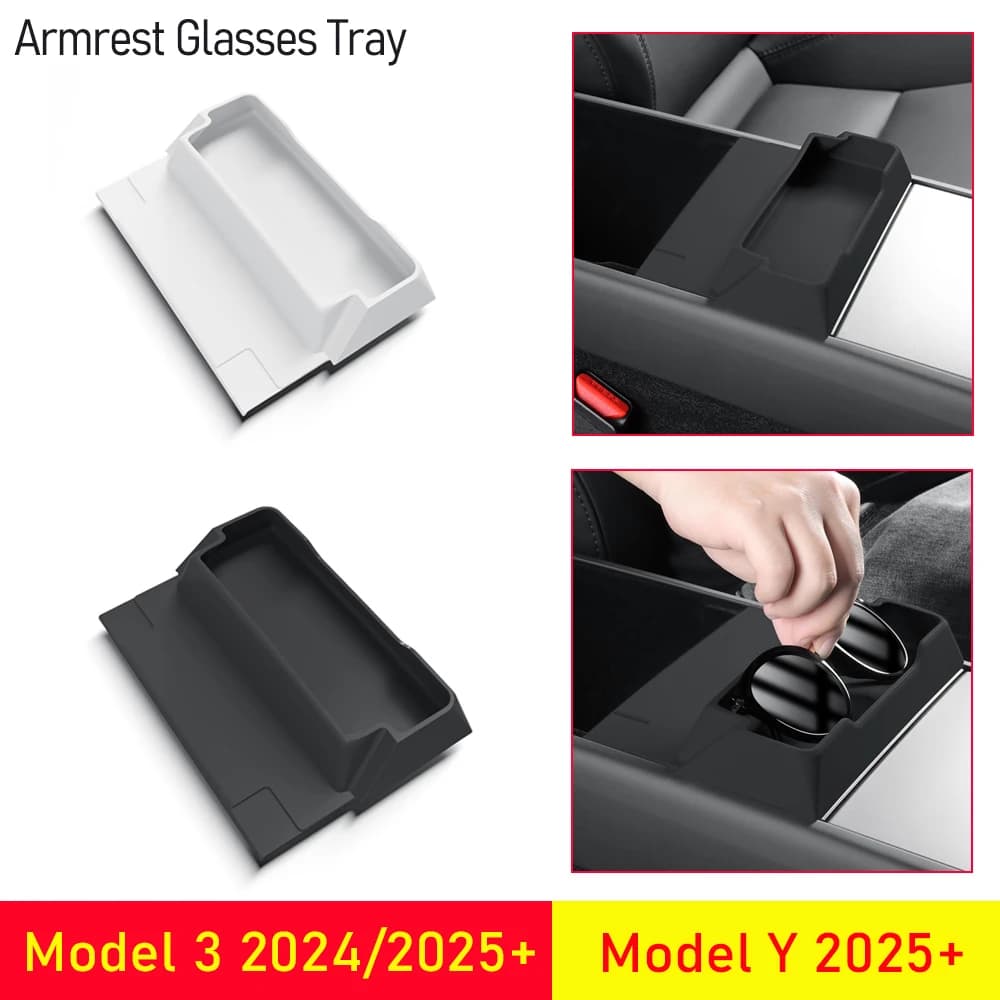 Para Tesla Model 3 Y Juniper 2025 2026 consola central reposabrazos caja de almacenamiento soporte para gafas bandeja organizador accesorios interiores