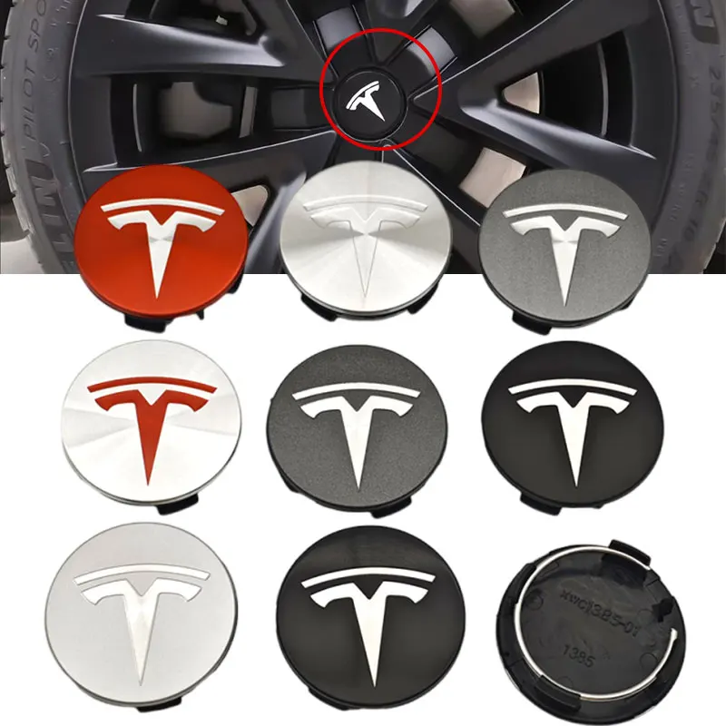 4 unids/set adecuado para Tesla Model 3 Y S X insignia de tapa central de rueda, tapa de cubo de rueda modificada ABS 56mm rueda de coche original Tesla cent