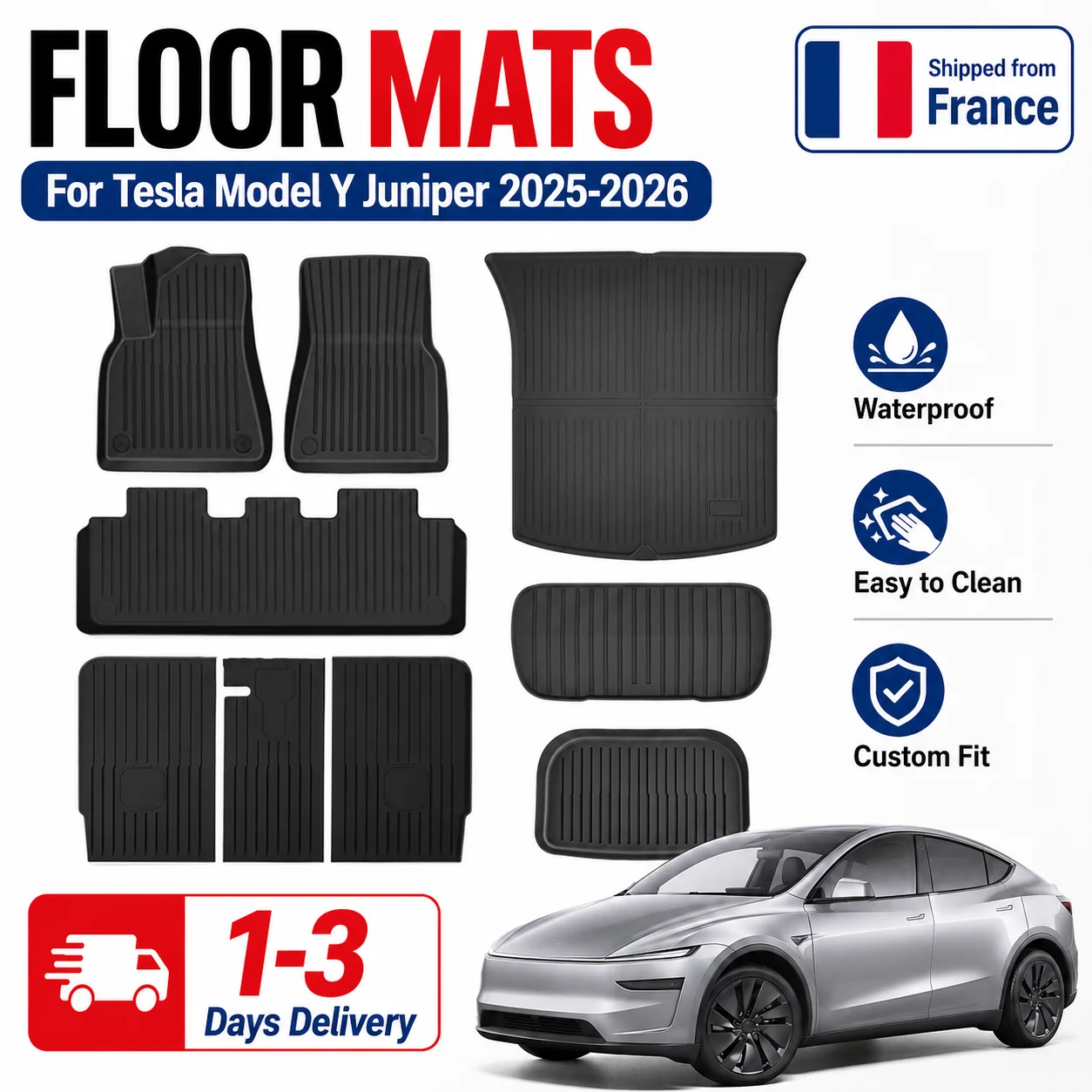 Tapetes de TPE para Tesla Model Y Juniper 2025 2026, Antideslizantes, para Todo Clima, pararos para Maletero, Inodoros, Protector de Asientos Traseros