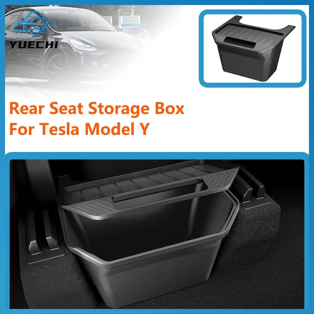 Caja de almacenamiento para asiento trasero para Tesla Model Y Juniper 2021-2025, organizador, contenedores de consola central, cubo de basura para asiento trasero, accesorios de basura