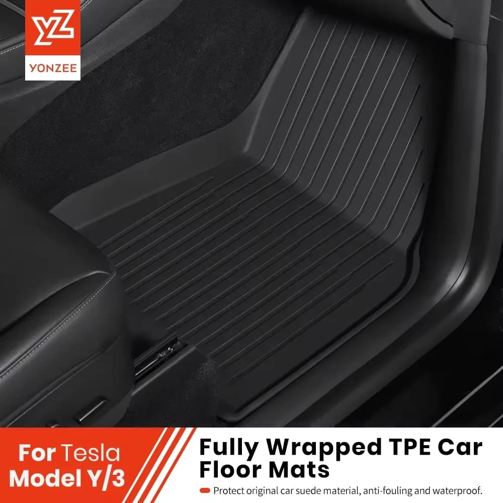 Alfombrillas YZ para Tesla Model Y 2021-2026, Alfombrilla para Maletero de Coche Model 3 Highland, Alfombrilla para Equipaje, TPE Impermeable, Antideslizante, Juego de Alfombrillas para el Suelo