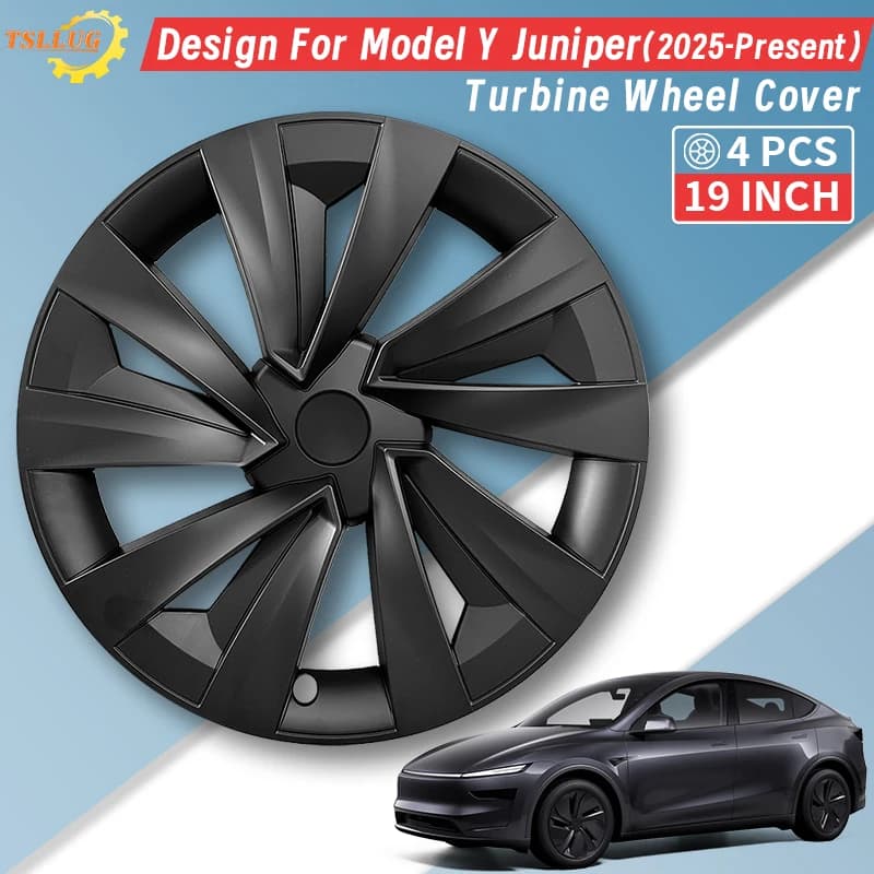 4 Piezas para el Nuevo Modelo Y 2025-2026 Juniper, Tapacubos Estilo Turbina de 19 Pulgadas, Accesorios para Cubierta de Rin, Tapacubos para Automóvil, Tapacubos para Tesla