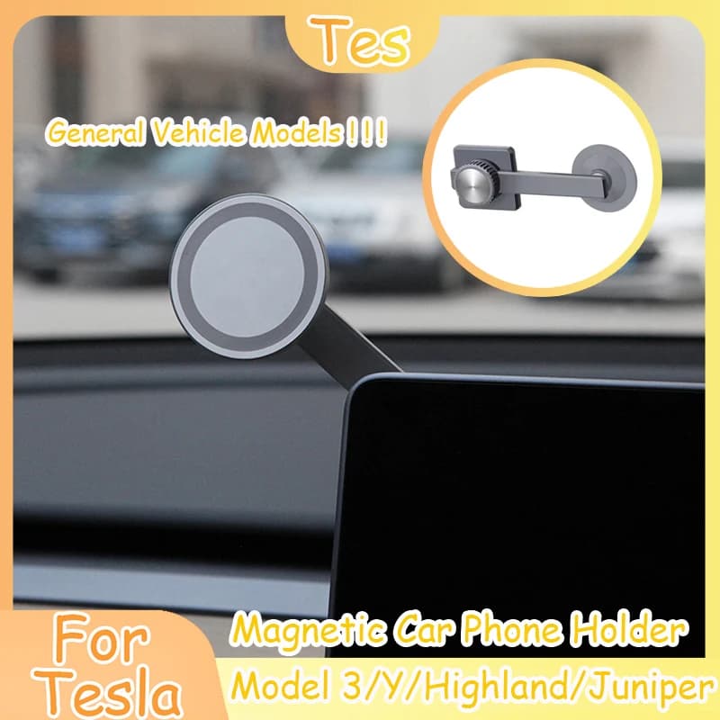 Soporte magnético de teléfono para coche para Tesla Model 3/Y/Highland/Juniper, soporte de rotación de 360 grados, montaje lateral de pantalla para iPhone Magsafe