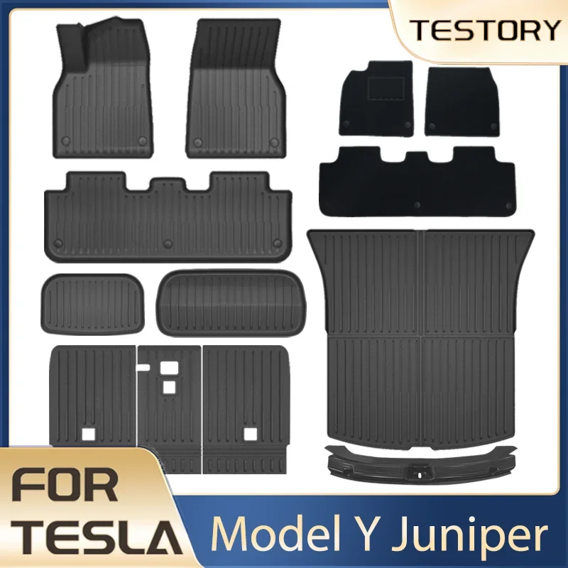 Para Tesla Model Y Juniper accesorios 2025 2026 alfombrillas de TPE revestimiento de Cochega alfombrilla de maletero impermeable para Tesla Model Y Juniper 2026