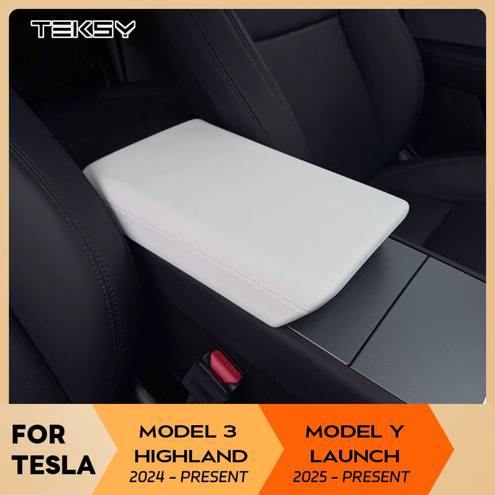 Para Tesla Model Y Launch Juniper 2025 Model 3 Highland 2024 TPE funda blanda consola central reposabrazos tapa reposabrazos cubierta Accesorios