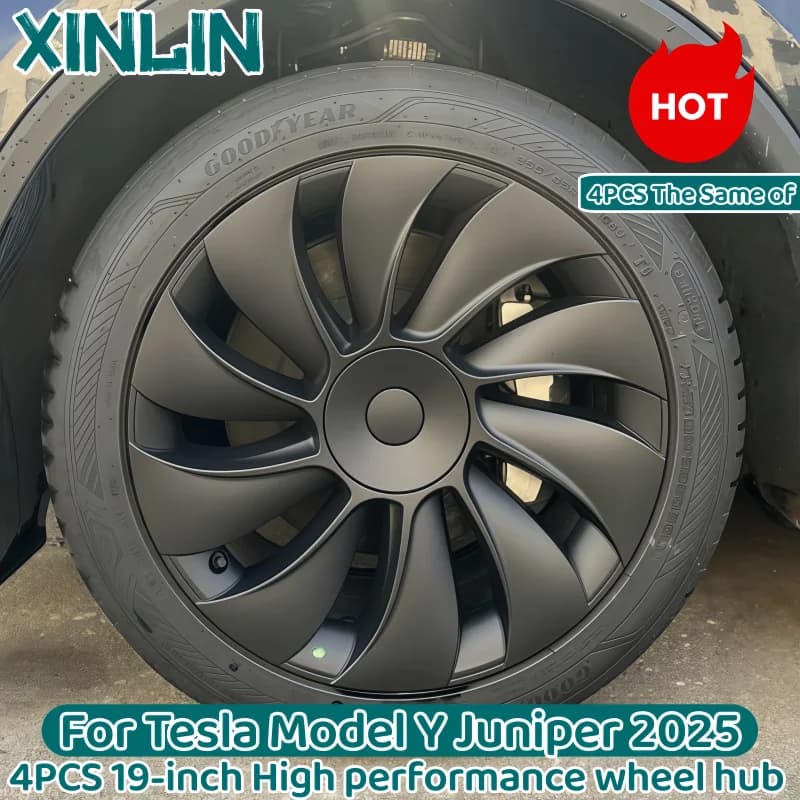 4 Uds tapacubos para Tesla Model Y Juniper 2025 19 pulgadas cubierta de rueda de repuesto de rendimiento tapacubos de automóvil accesorios de llanta completa