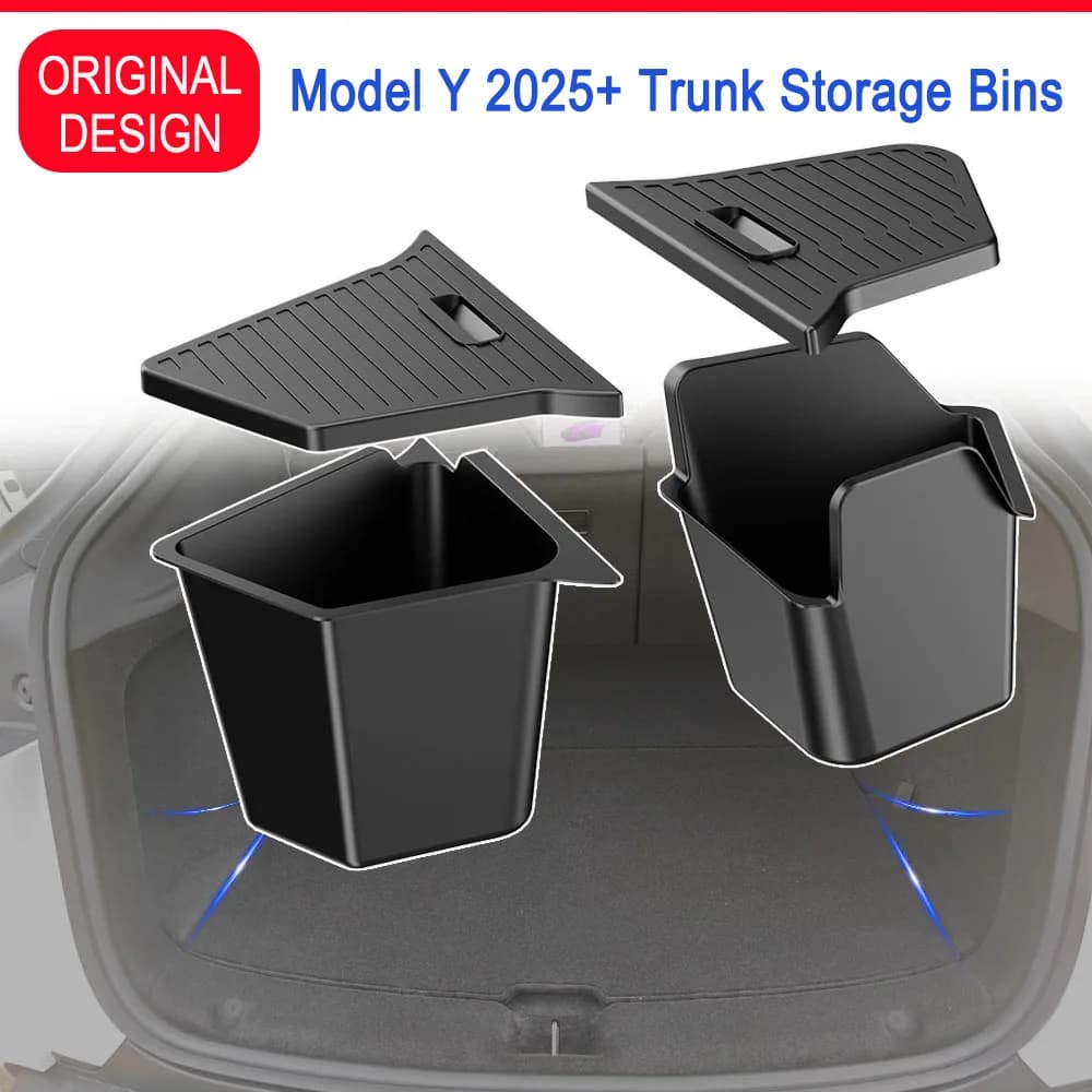 Organizador de maletero para Tesla Model Y Juniper, caja de almacenamiento lateral, organizador de maletero, estera de TPE flocada, antisuciedad, accesorios de viaje para coche 2025