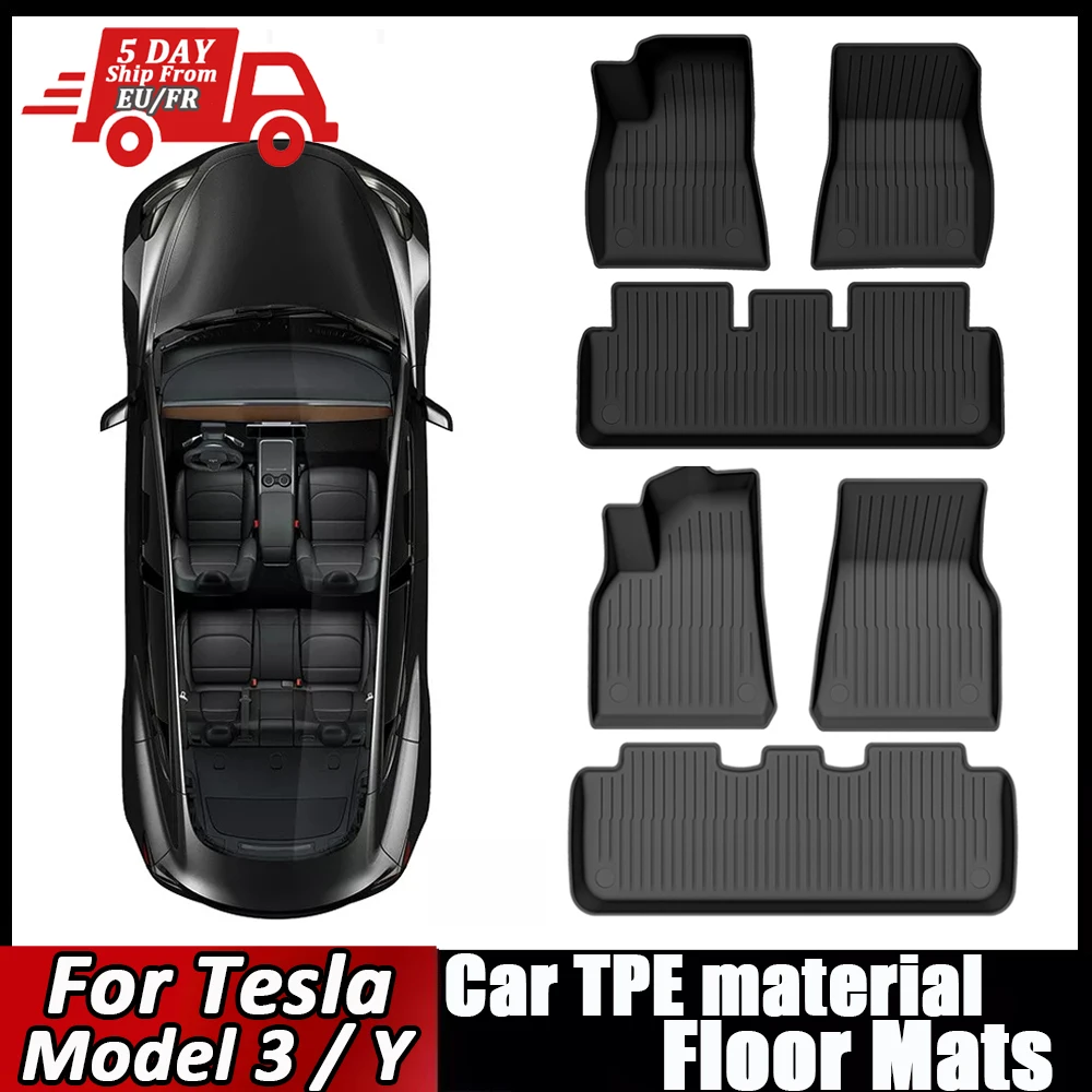 Alfombrillas de TPE para coche, adecuadas para Tesla Model 3 Highland Model Y 2019-2025, alfombrilla para suelo con volante a la izquierda, impermeable y antideslizante