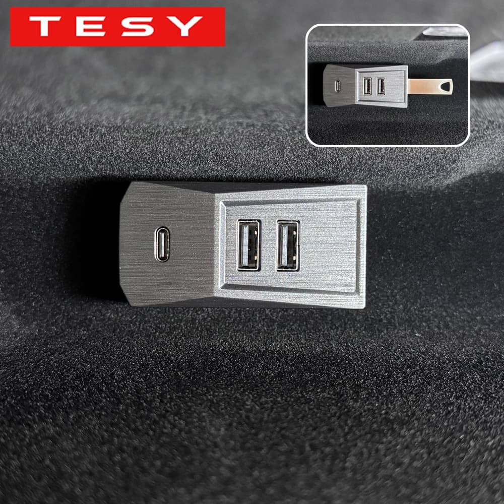 Hub USB TESY para el Glovebox de Tesla Model YL Y Juniper Launch Model 3 Highland, divisor digital con puerto Tipo-C, estación de acoplamiento.