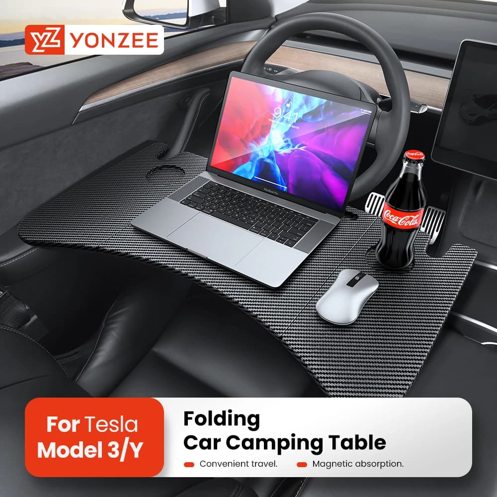 YZ para Tesla Model XS 3 Y Highland Juniper 2018-2025 Cocheretera de la rueda de dirección Laptop Tray Desk Comida portátil de oficina Accesorios de mesa de automóvil