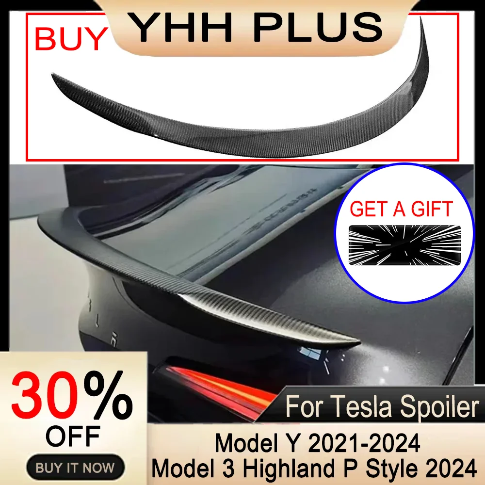 Alerón modelo 3 Highland 2025 100% fibra de Cochebono Real ABS para Tesla Model Y Juniper 2021-2026 accesorios piezas de alas exteriores de coche
