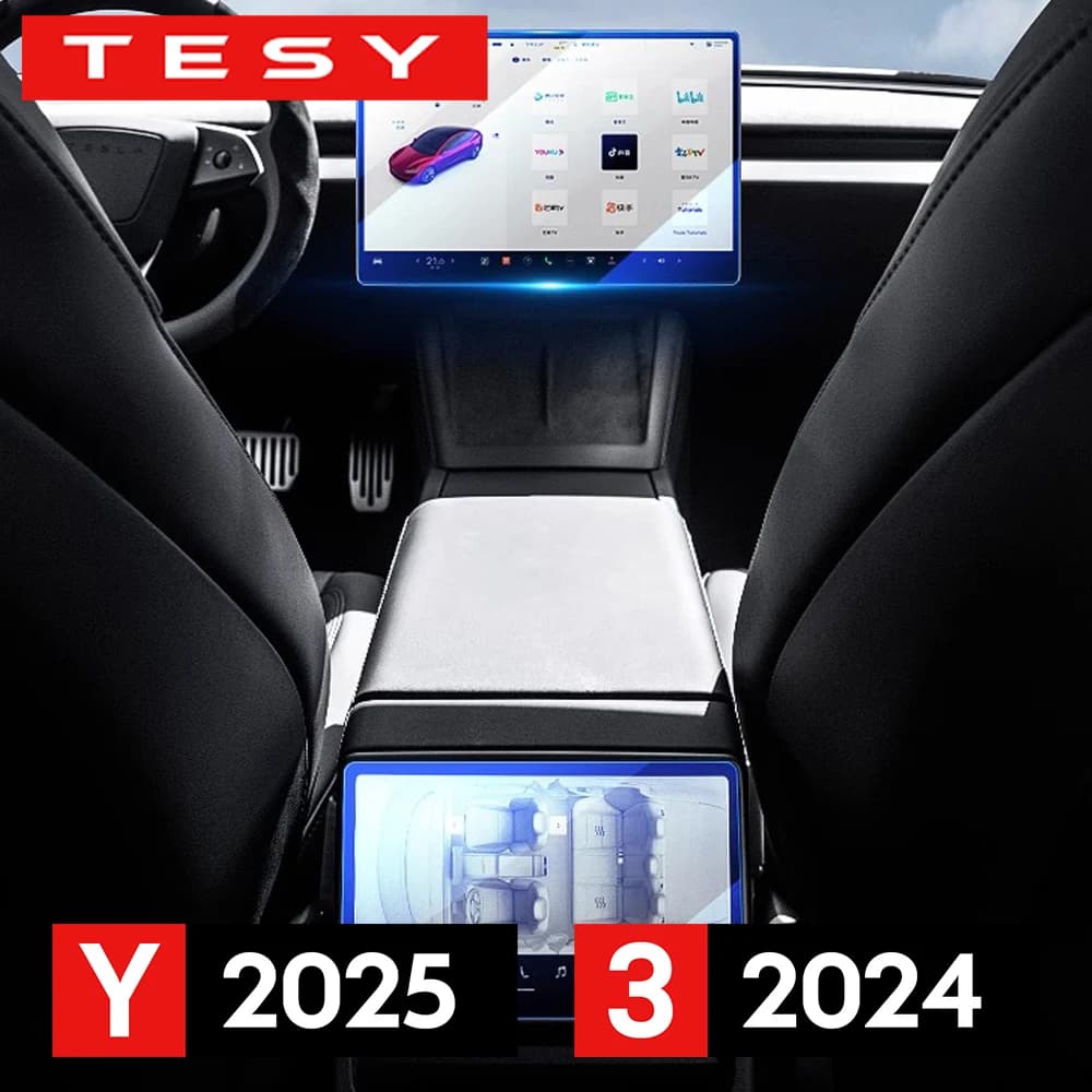 Protector de Pantalla de Vidrio Templado para el Nuevo Tesla Model Y Juniper 2025 2026, Modelo 3 Highland 2024, Protección de Pantalla Delantera y Trasera
