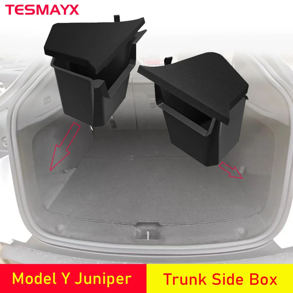 Organizador de maletero para Tesla Model Y Juniper Launch Refresh 2025, contenedores de almacenamiento de maletero trasero, organizador de caja lateral, accesorios de ajuste TPE