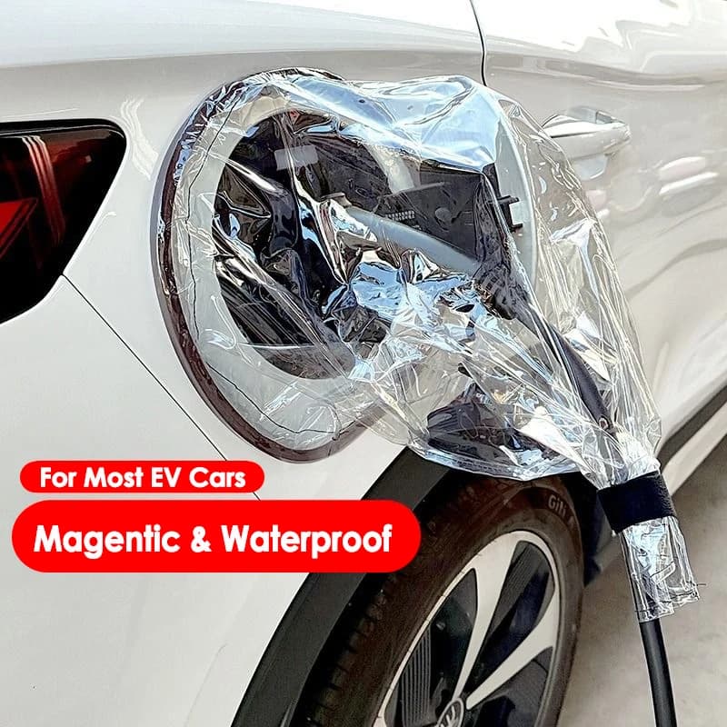 Tesla Cubierta protectora impermeable para puerto de Cochegador EV, cubierta magnética para enchufe de Cochegador de coche eléctrico, resistente al agua para exteriores, duradera, transparente