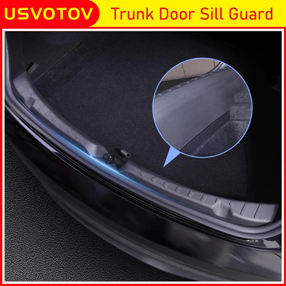 Protector de umbral de maletero para parachoques trasero de Tesla Model 3, accesorios 2026-2024, alfombrillas de maletero, protector de parachoques [Antisuciedad, fácil de limpiar]