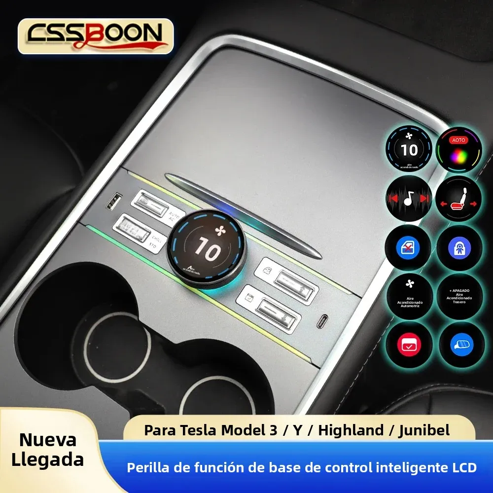 CSSBOON Consola Central Inteligente con Pantalla LCD para Auto, Control Multifunción para Tesla Model 3 Y, Hub USB, Accesorios para Tesla New Y
