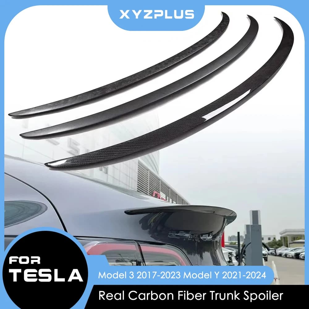 Alerón trasero Xyzplus para Tesla Model Y 2023, accesorio de fibra de Cochebono real, compatible con Model 3 2022