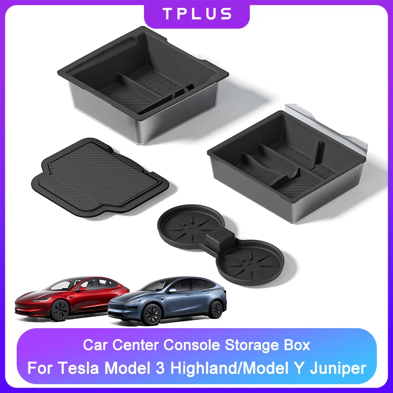 Organizador de Consola Central, Caja de Almacenamiento para Reposabrazos, para Tesla Model Y Juniper 2025 2026, Model 3 Highland 2024-2026, Accesorios para Auto