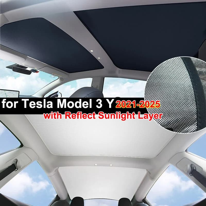 Parasol para techo solar de coche para Tesla Model Y Juniper 2025, parasol para techo de cristal, tragaluz, red de sombreado ciego, nuevo modelo 3 2024