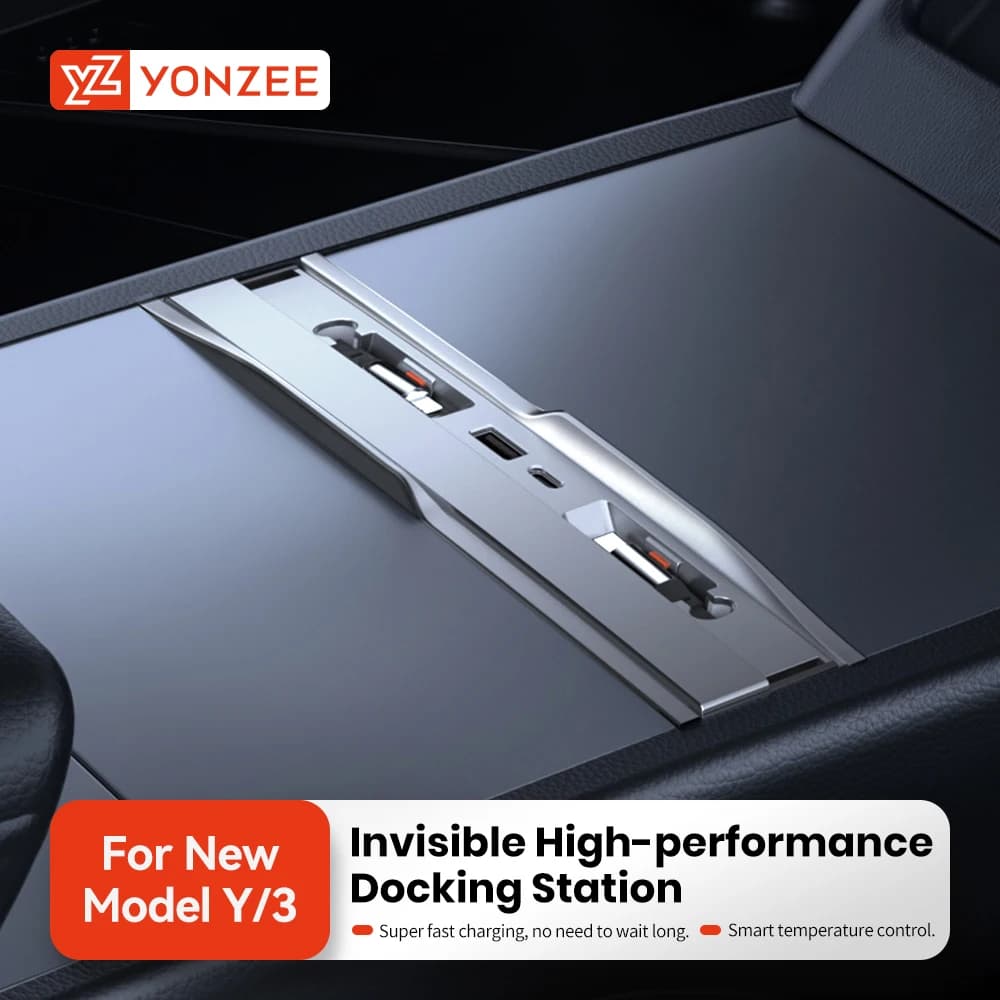 Cochegador Rápido YZ de 54W para Tesla Model Y/YL Juniper y Model 3 Highland, Hub USB, Estación de Cochega Inteligente, Adaptador de Corriente para Auto