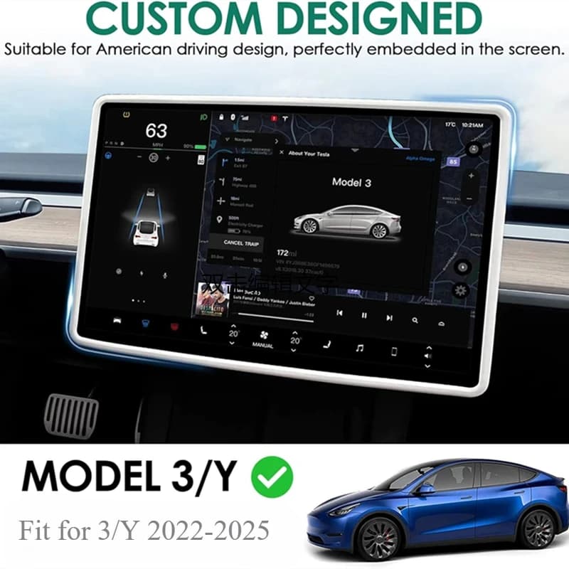 Para Tesla Model 3 / Y marco Protector de silicona cubierta de borde pantalla de Control Central Protector de pantalla de navegación accesorios de coche