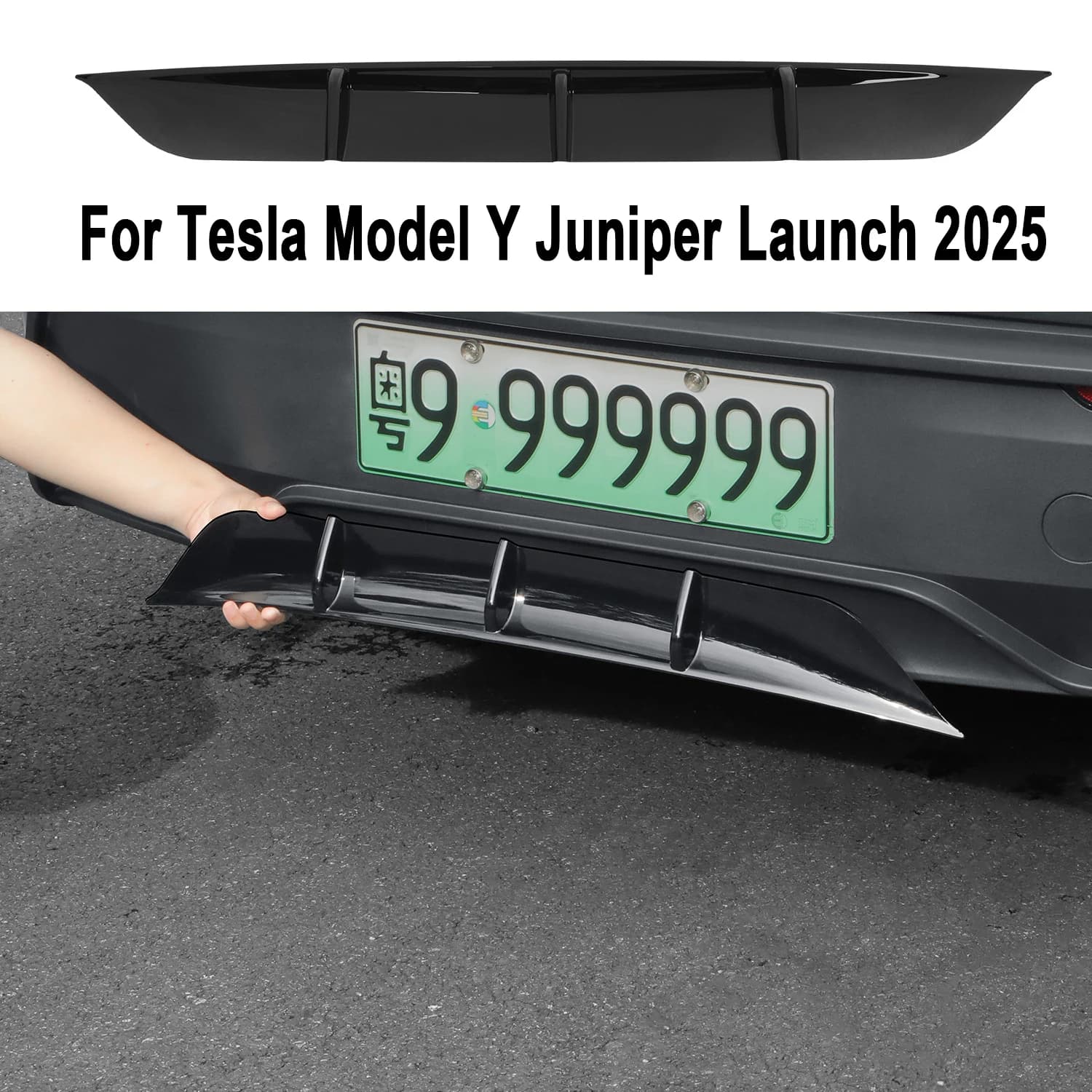 Para Tesla Model Y Juniper Launch 2025 2026 Protector de alerón trasero de coche patrón de fibra de Cochebono ABS accesorios de cubierta de cuchillo de aire