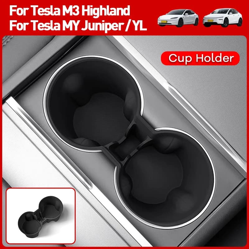 Organizador de Consola Central para Tesla Model 3 Y Juniper Launch 2025, Portavasos, Caja de Almacenamiento, Accesorios de Viaje
