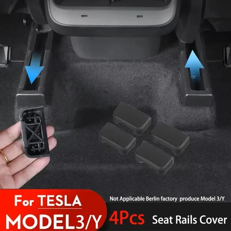 ISGTDRM 4 Uds Protector de cubierta de riel de asiento para Tesla modelo 3 Y 2025 accesorios piezas de extremo trasero protección deslizante del asiento trasero antipatadas