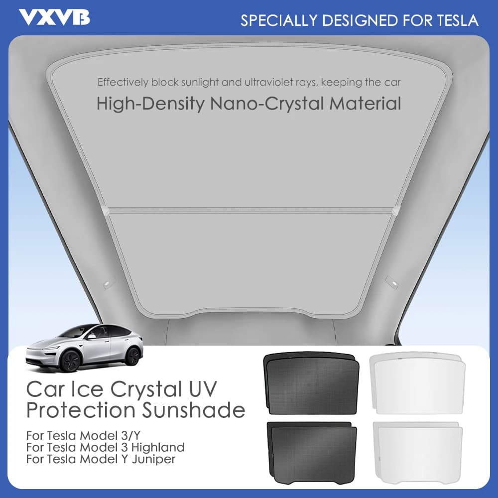 Para Tesla Model 3/Y Model 3 Highland Model Y Juniper 2025, hebilla de tela de hielo, parasol de techo de cristal, tragaluz para techo solar delantero y trasero de coche