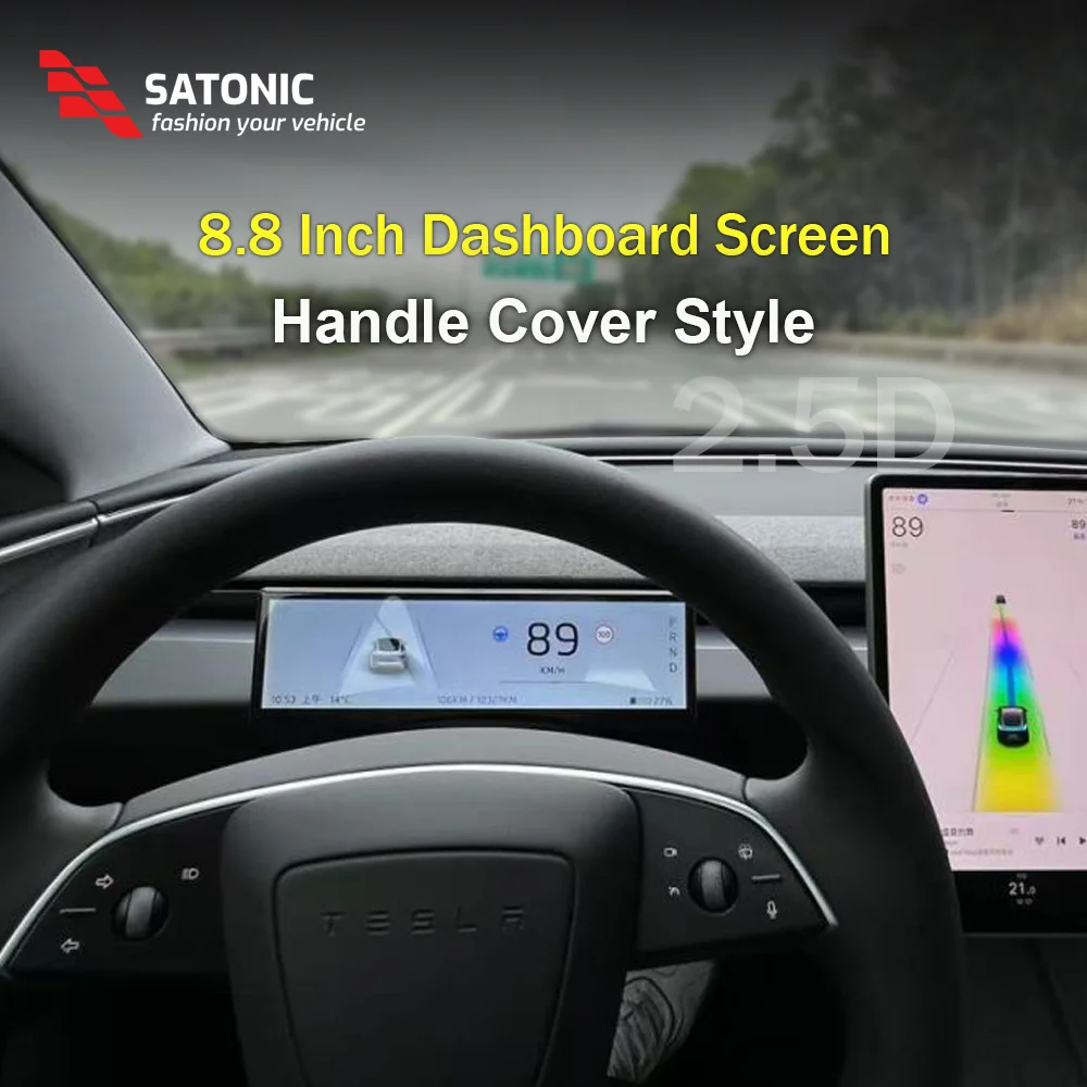 SATONIC-pantalla de salpicadero Cocheplay inalámbrica de 8,8 pulgadas para Tesla Model 3, Highland Y Juniper, compatible con cámara de visión frontal, Monitor de punto ciego