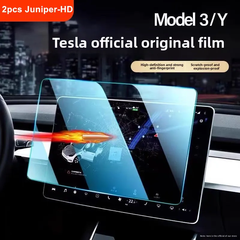 Protector de pantalla de película de vidrio templado para Tesla Model 3 Y Highland Juniper, película protectora de navegación con Control central delantero y trasero