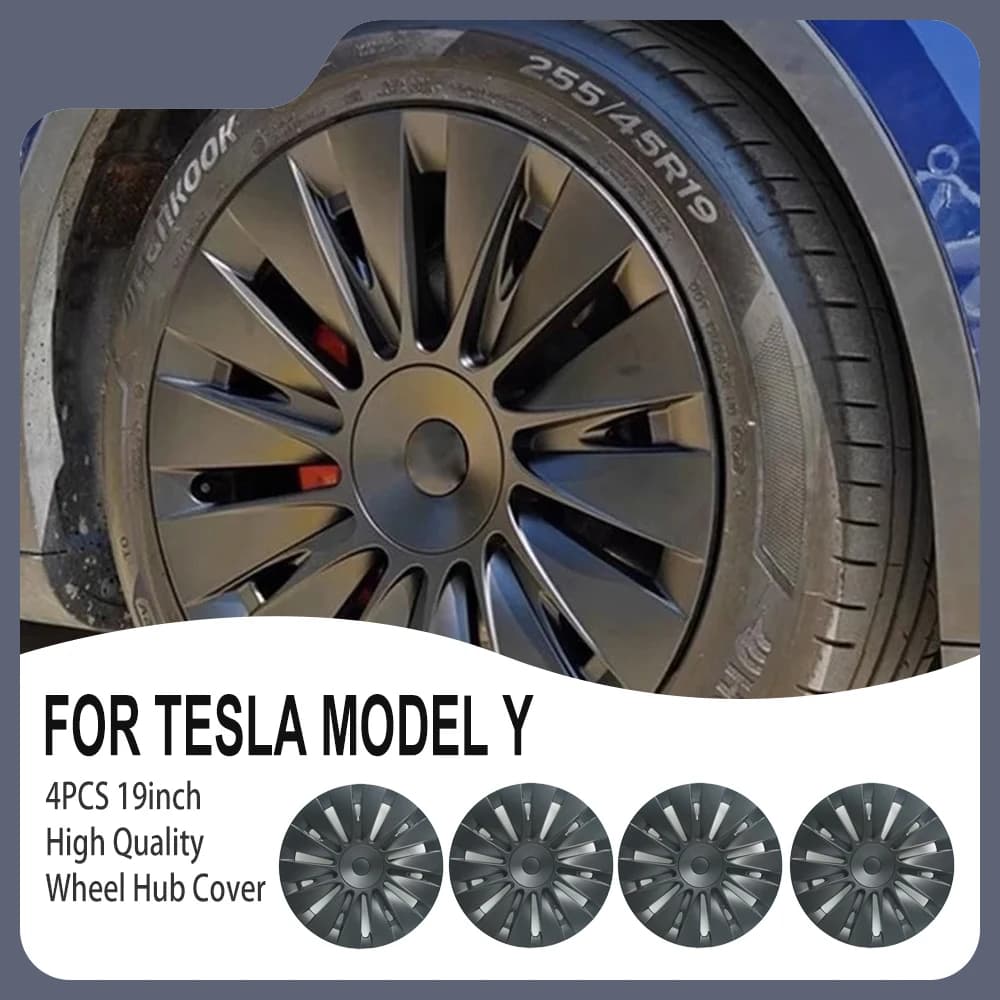 4 Uds tapa de rueda 19 pulgadas tapacubos de automóvil para Tesla Model Y 2018-2023 reemplazo de rendimiento de tapacubos para Tesla Model Y 2018-2023