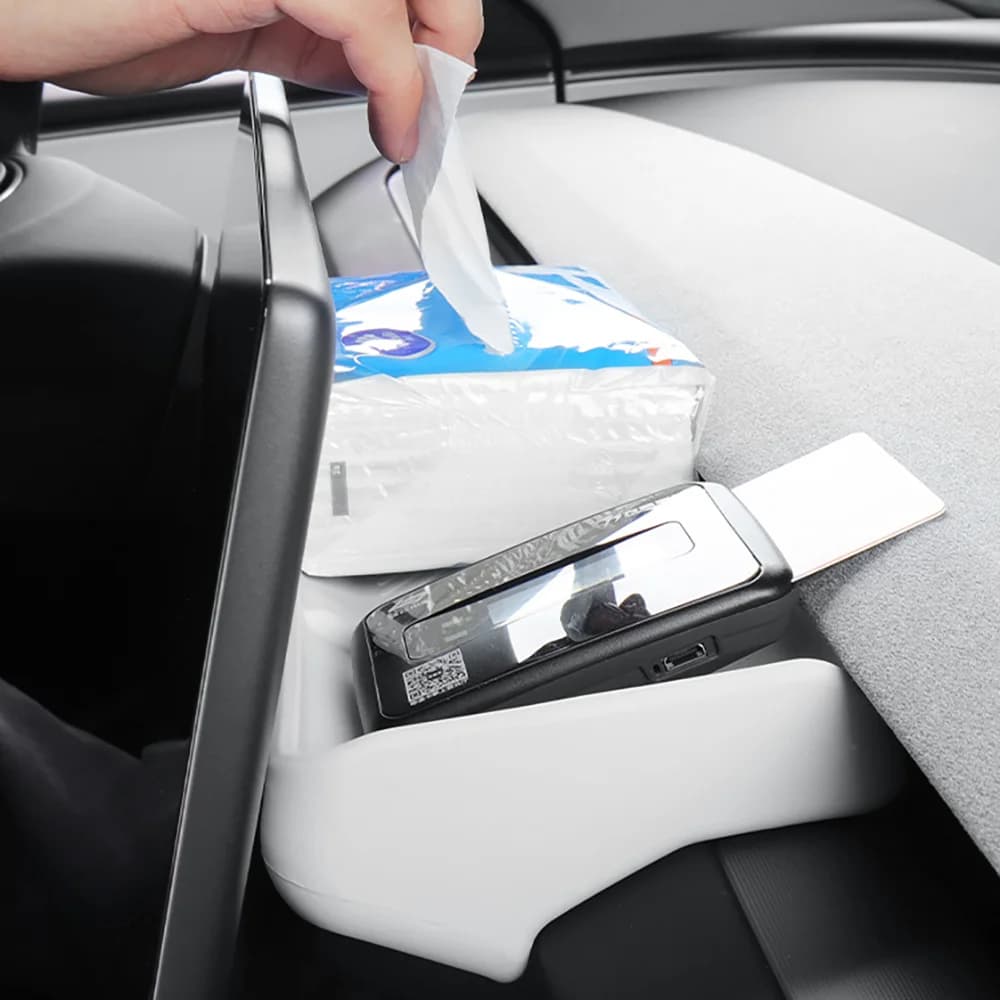 Para Tesla nuevo modelo 3 Highland 2024 y modelo Y lanzamiento 2025 caja de almacenamiento de pantalla trasera soporte de tablero caja de pañuelos bandeja Panel ECT