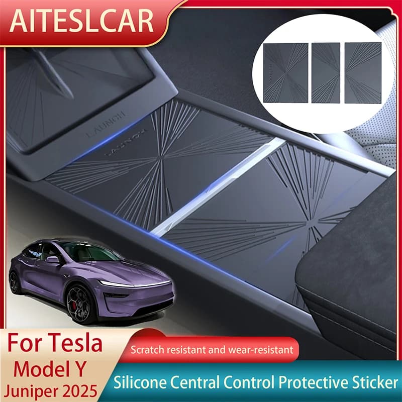 Ajuste personalizado nuevo Tesla modelo Y Juniper 2025 + consola central cubierta de alfombrilla de silicona antideslizante resistente al calor protección fácil de limpiar