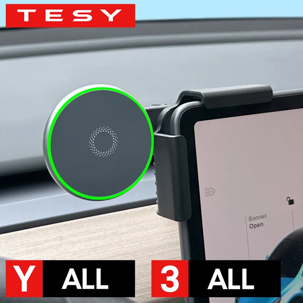 Soporte Magnético para Teléfono de Coche con Cochegador Inalámbrico de 15W Compatible con MagSafe para Tesla Model Y Juniper 2026 Launch M3 HIGHLAND