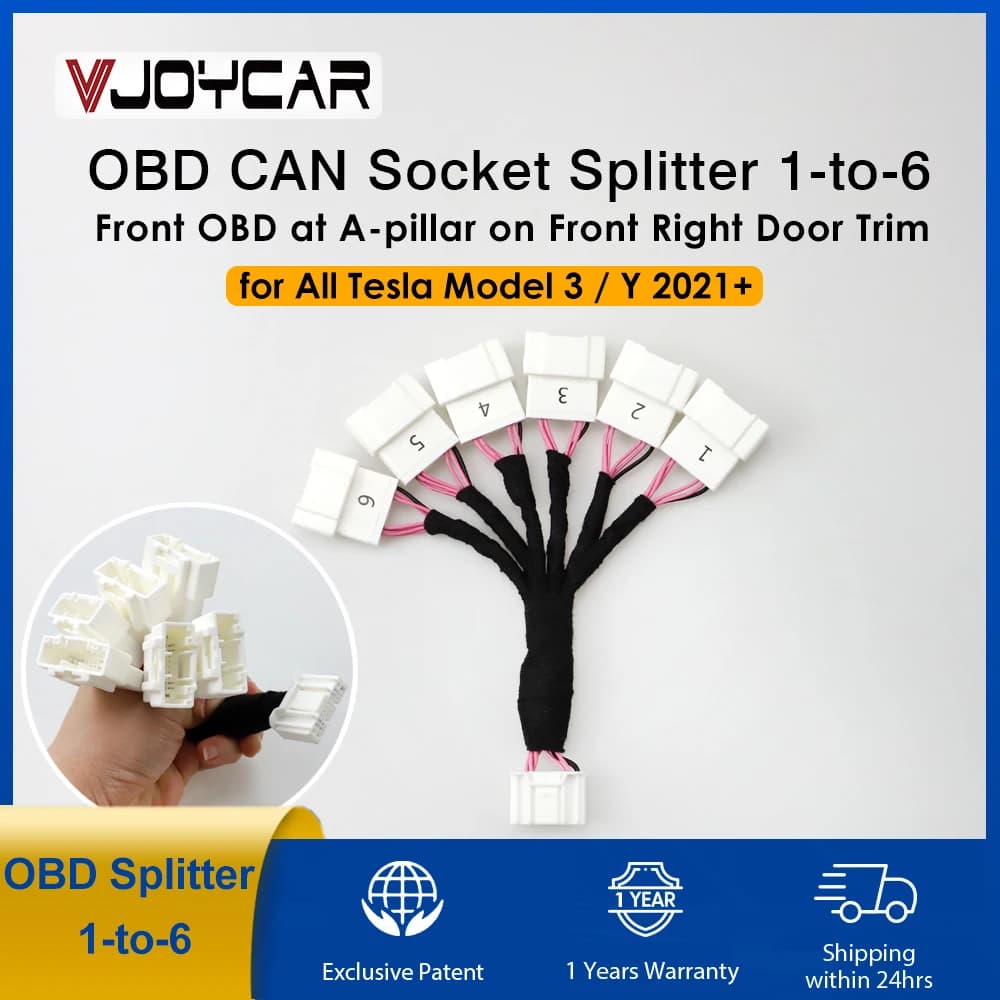 Para Tesla OBD Splitter 1-a-6 OBD CAN enchufe 20PIN adaptador de enchufe uno a seis puerta delantera derecha Pilar A