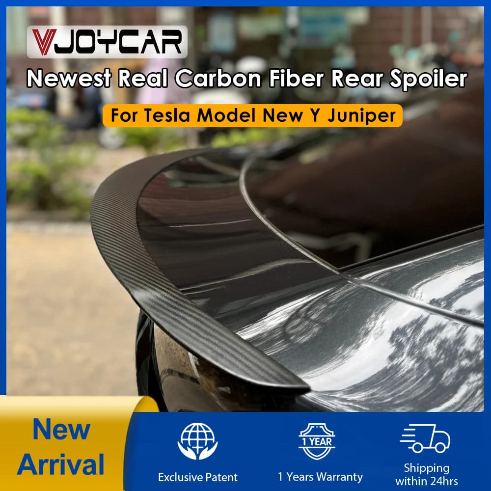 Nuevo alerón de fibra de Cochebono real para Tesla Model Y Juniper, alerón trasero de Cochebono para el nuevo Model Y 2025+, accesorios para automóviles