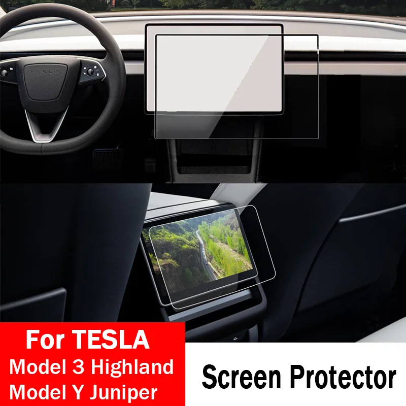 Película protectora de pantalla de vidrio templado para Tesla Model 3 Highland 2024 Model Y Juniper 2025, pantalla de Control central trasera