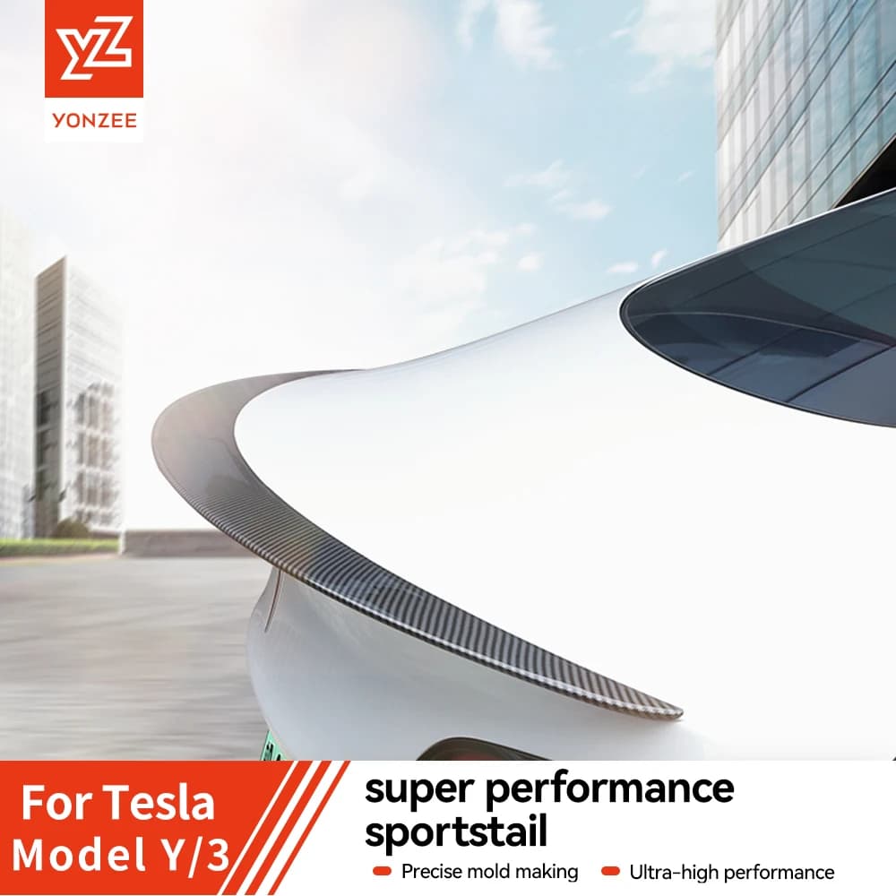 Alerón Trasero YZ para Tesla Model Y Juniper Model 3 Highland, Fibra de Cochebono ABS, Alerón Trasero, 2021-2026, Accesorios de Tuning para Auto