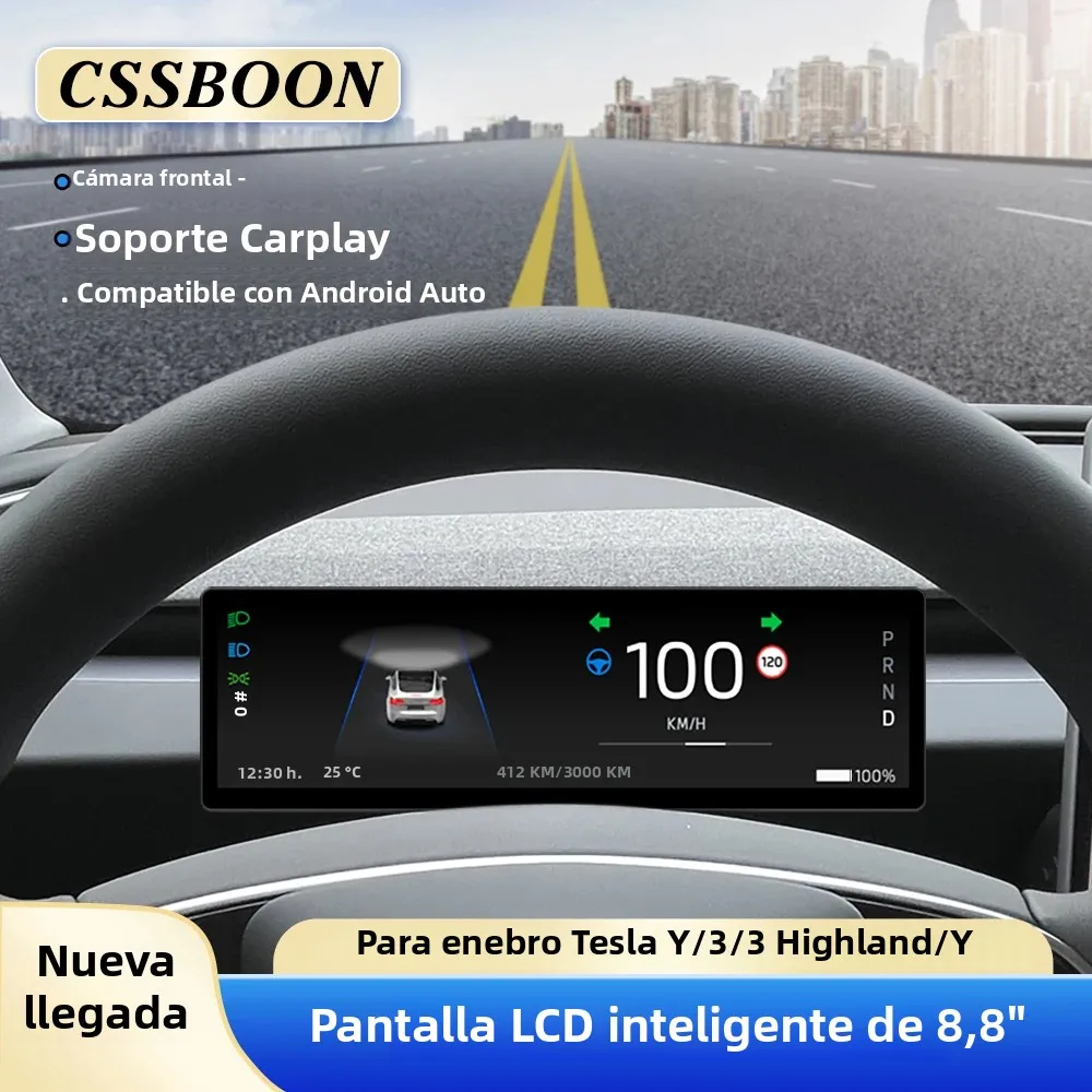 CSSBOON Linux 8,8 tablero de pantalla Tesla instrumento inteligente pantalla monitoreo de cámara frontal para Tesla modelo 3 Y Highland