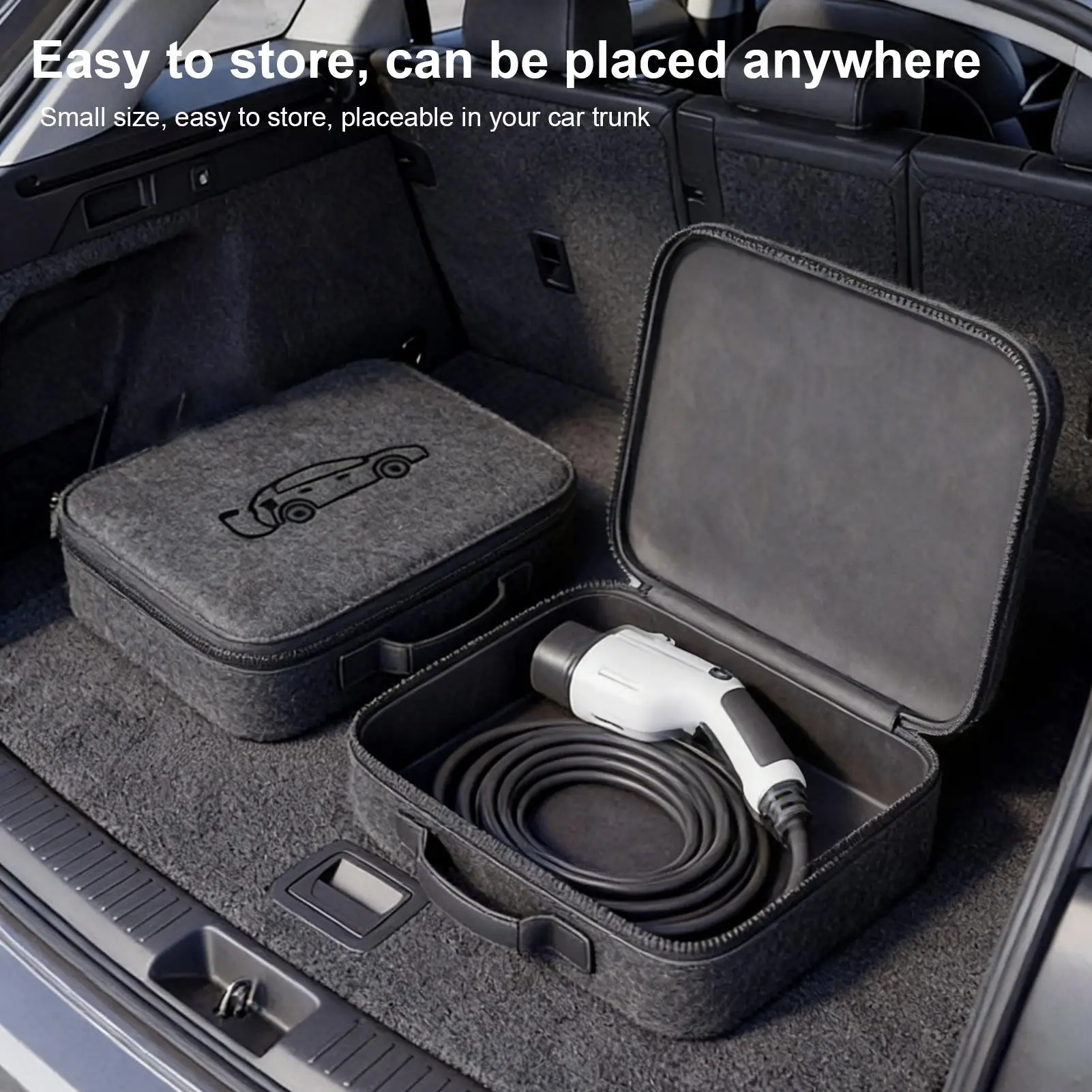 Tesla Estuche de Almacenamiento para Cochegador de Vehículos Eléctricos, Organizador de Cables de Cochega para Vehículos Eléctricos, Bolsa Organizadora de Cables para Auto