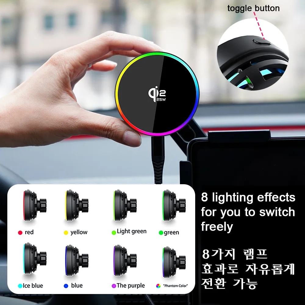 Soporte Magnético para Teléfono de Coche con Cochegador Inalámbrico Qi2.2 de 25W, Compatible con MagSafe para Tesla Model Y L JUNIPER 3 HIGHLAND 2026