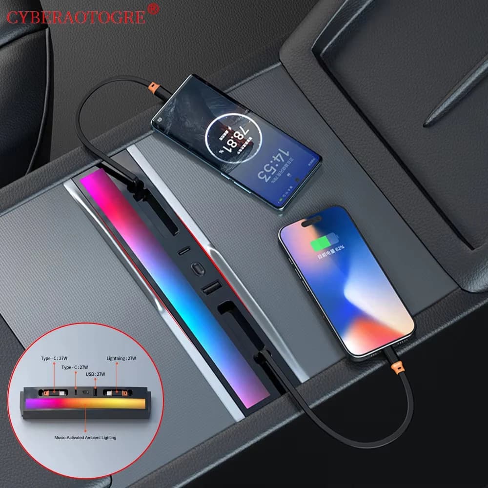 Para Tesla Model Y Juniper 2025 Model 3 consola central retráctil de tierras altas Cochegador de teléfono con concentrador USB estación de acoplamiento de Cochega rápida