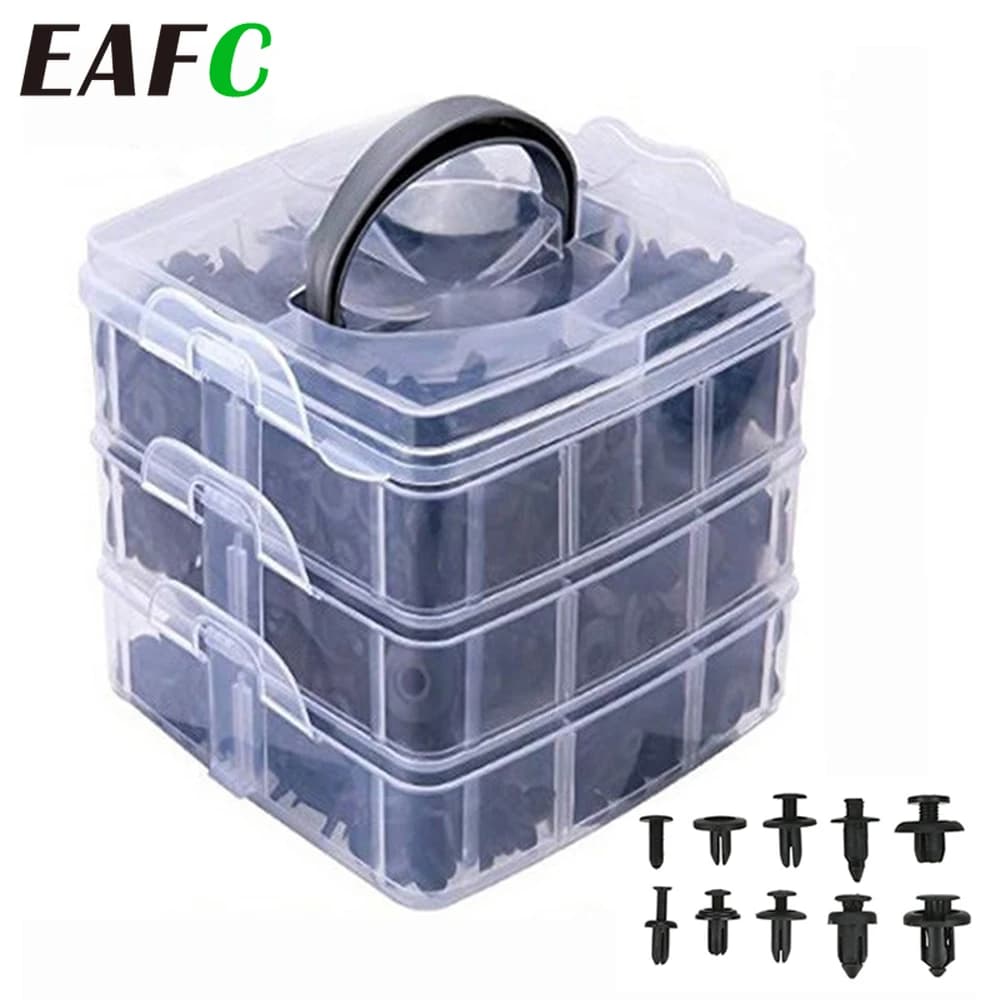 Tesla 620 unids/caja Clip de sujeción automático cuerpo de coche mixto pasador de retenedor de empuje remache parachoques puerta Panel embellecedor retenedor Kit de sujeción