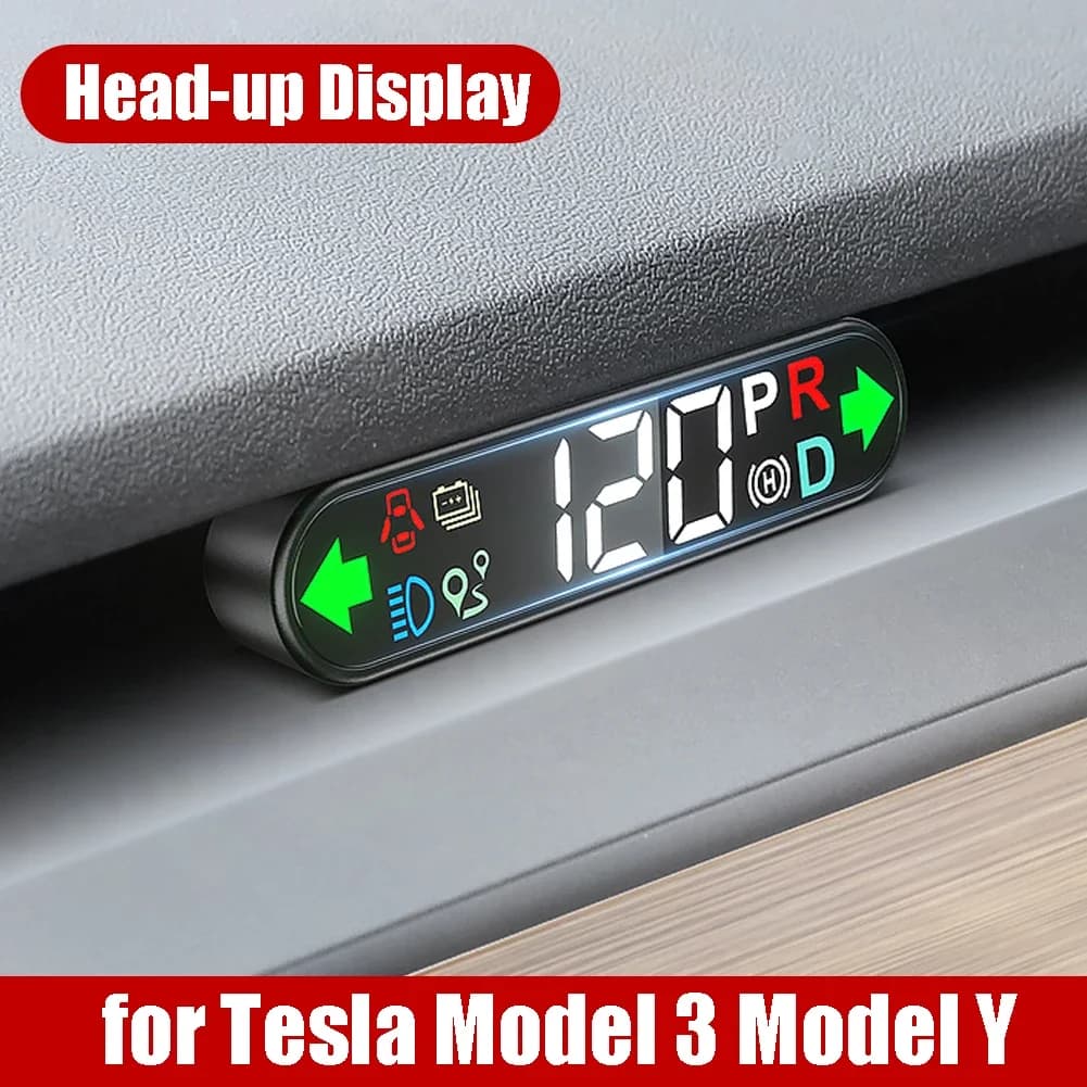 Para Tesla Model 3 Model Y HUD Head-up Display proyector velocímetro alarma incorporado Head Up Display medidor de recordatorio de seguridad de conducción