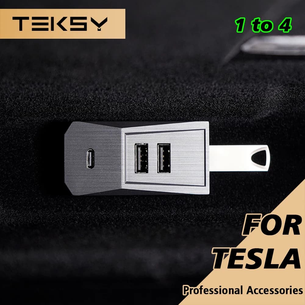 Glovebox-Hub USB para Tesla, nuevo modelo Y Launch Juniper 2025 modelo 3 Highland 2024, puerto tipo C, acoplamiento divisor de pantalla Digital